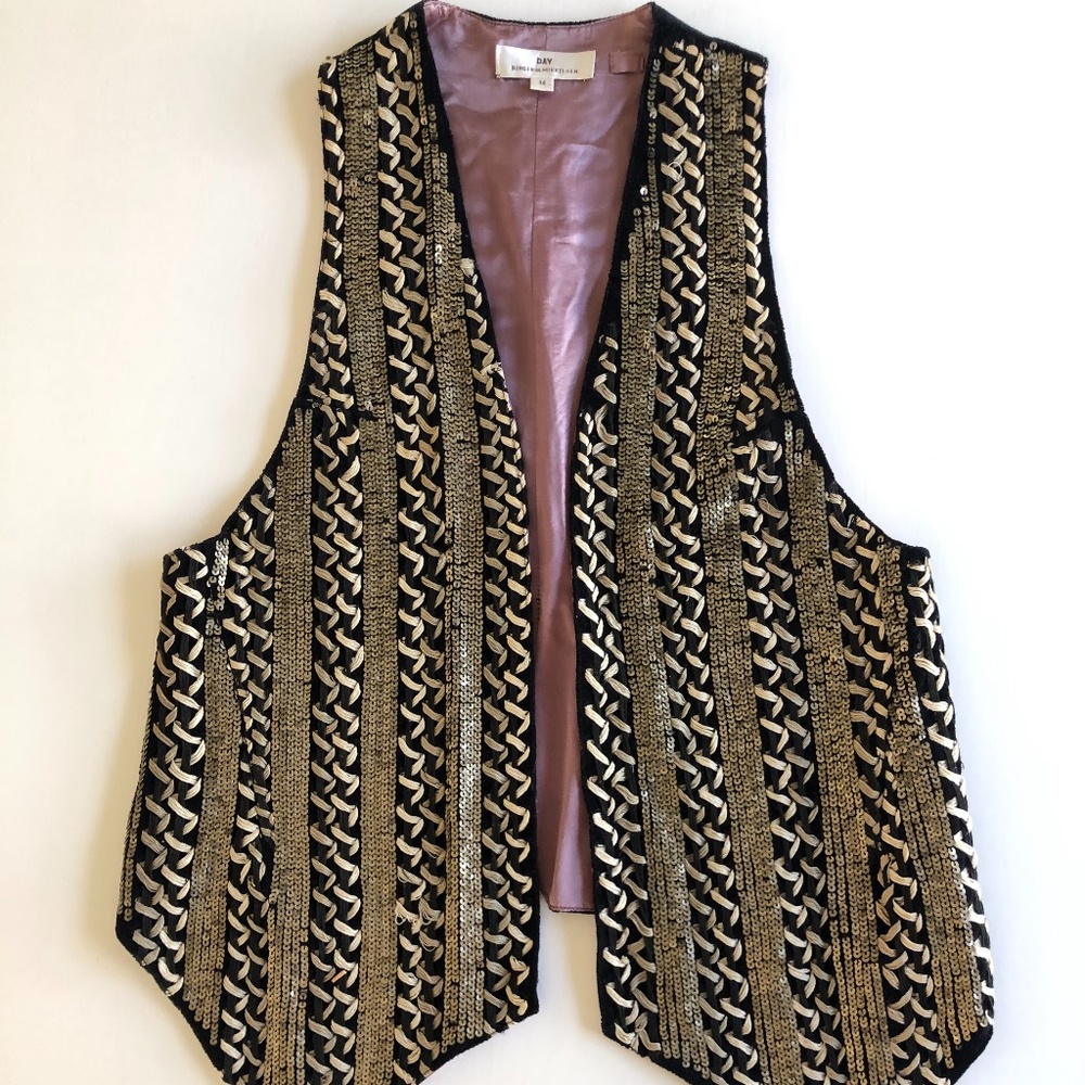 DESIGNER Sequin silk/velvet vest! Never Worn!